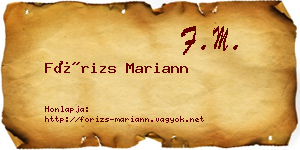 Fórizs Mariann névjegykártya