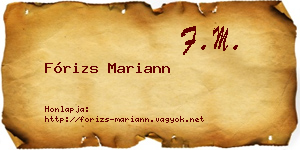 Fórizs Mariann névjegykártya
